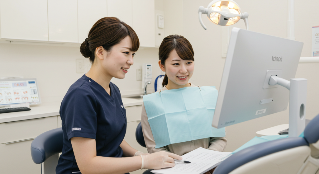 歯並びの悩みを相談する女性｜マウスピース矯正の無料カウンセリング風景