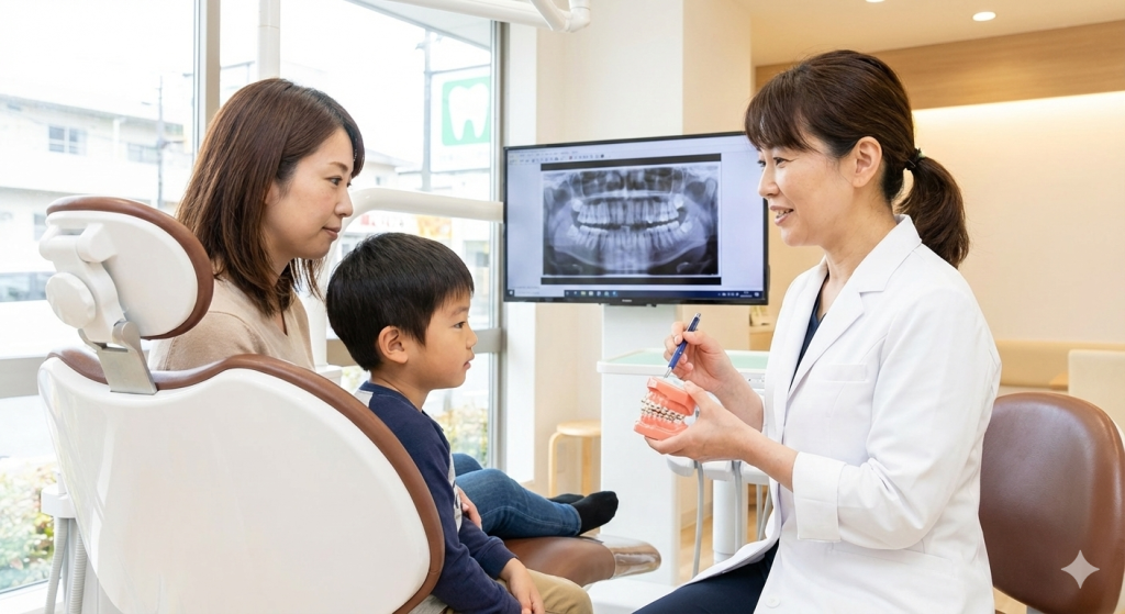 小児矯正の無料相談イメージ|専門医が模型で分かりやすく説明